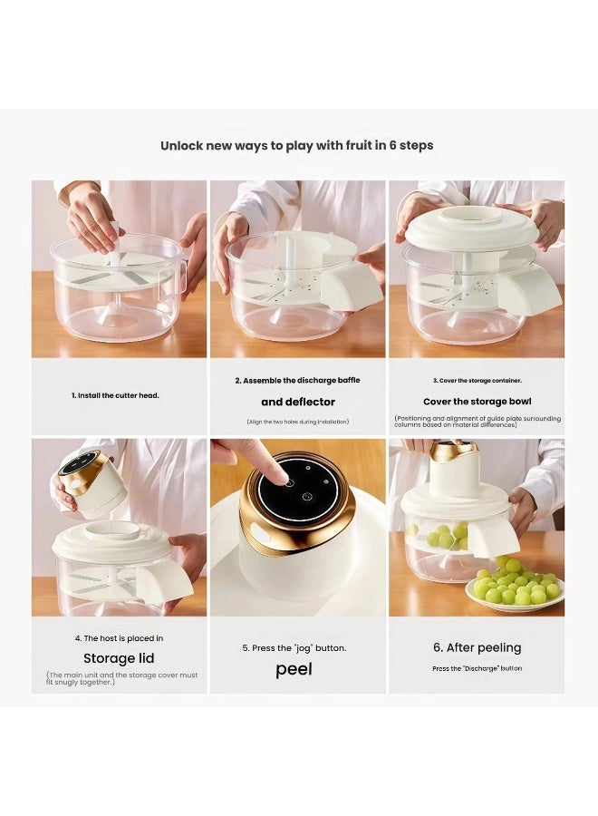 NIBEMINENT نسخة مطورة من آلة تقشير كهربائية، آلة تقشير الثوم الأوتوماتيكية للمطبخ المنزلي، أداة تقشير كهربائية قابلة لإعادة الشحن للفواكه، آلة تقشير متعددة الوظائف للفواكه / الطماطم / العنب، بيضاء - Image 2